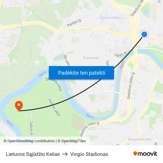 Lietuvos Sąjūdžio Kelias to Vingio Stadionas map
