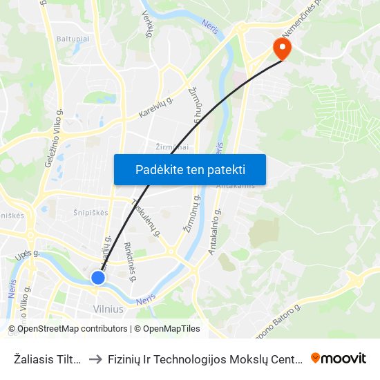 Žaliasis Tiltas to Fizinių Ir Technologijos Mokslų Centras map