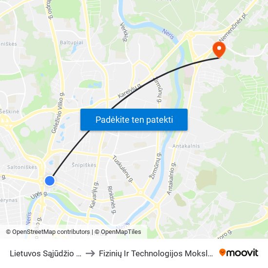 Lietuvos Sąjūdžio Kelias to Fizinių Ir Technologijos Mokslų Centras map