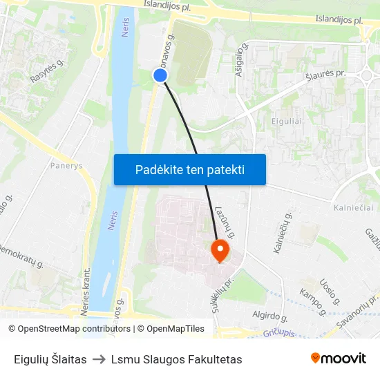 Eigulių Šlaitas to Lsmu Slaugos Fakultetas map