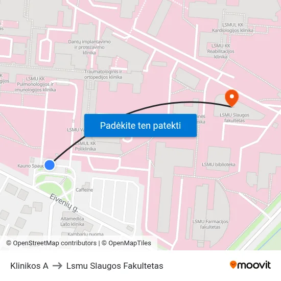 Klinikos A to Lsmu Slaugos Fakultetas map