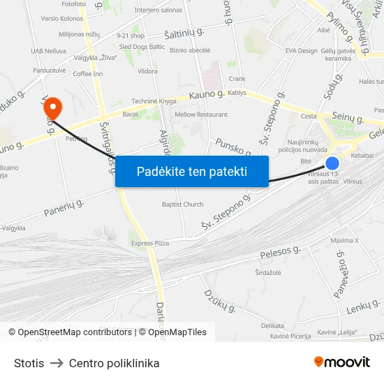 Stotis to Centro poliklinika map