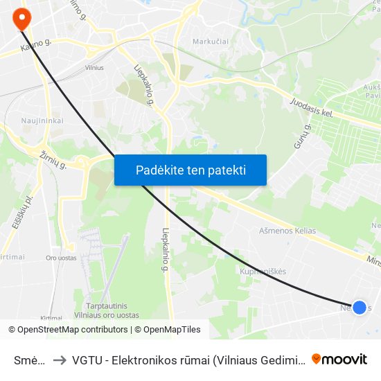 Smėlio St. to VGTU - Elektronikos rūmai (Vilniaus Gedimino technikos universitetas) map