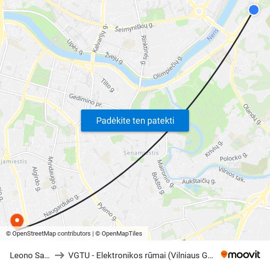 Leono Sapiegos St. to VGTU - Elektronikos rūmai (Vilniaus Gedimino technikos universitetas) map