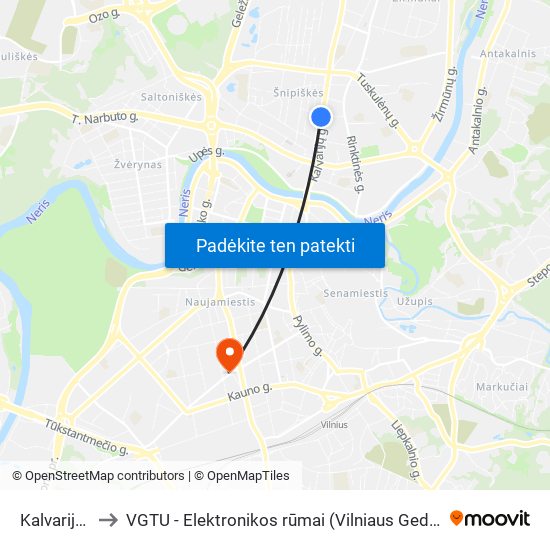 Kalvarijų Turgus to VGTU - Elektronikos rūmai (Vilniaus Gedimino technikos universitetas) map
