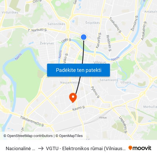 Nacionalinė Dailės Galerija to VGTU - Elektronikos rūmai (Vilniaus Gedimino technikos universitetas) map