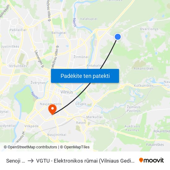 Senoji Plytinė to VGTU - Elektronikos rūmai (Vilniaus Gedimino technikos universitetas) map