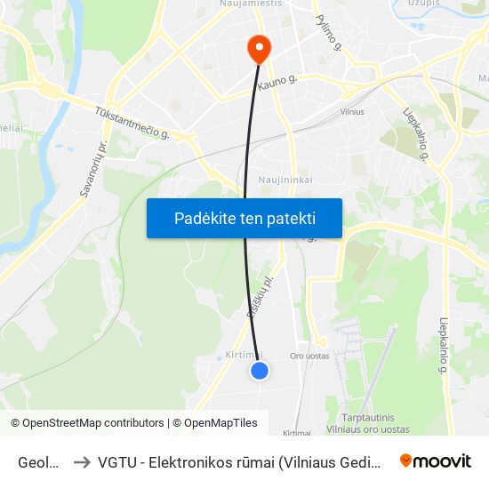 Geologų St. to VGTU - Elektronikos rūmai (Vilniaus Gedimino technikos universitetas) map