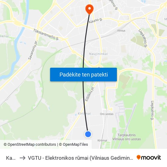 Katilinė to VGTU - Elektronikos rūmai (Vilniaus Gedimino technikos universitetas) map