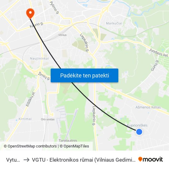 Vyturių St. to VGTU - Elektronikos rūmai (Vilniaus Gedimino technikos universitetas) map