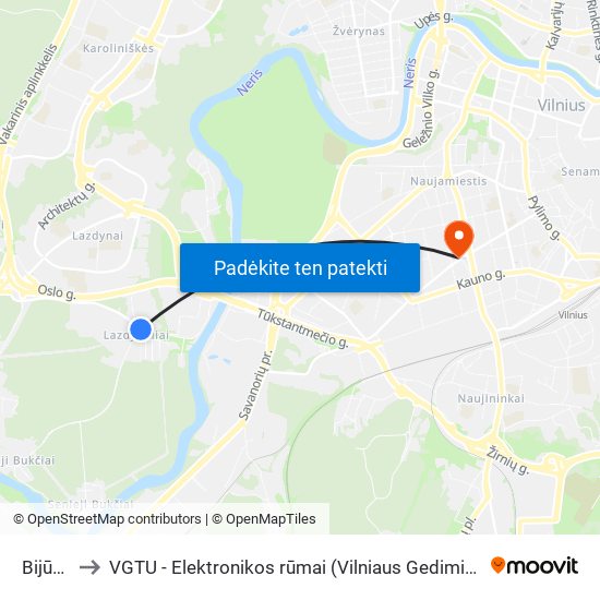 Bijūnų St. to VGTU - Elektronikos rūmai (Vilniaus Gedimino technikos universitetas) map