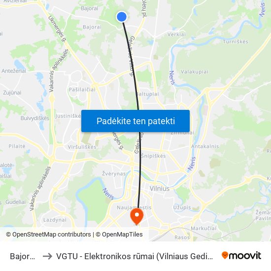 Bajorų Sodai to VGTU - Elektronikos rūmai (Vilniaus Gedimino technikos universitetas) map