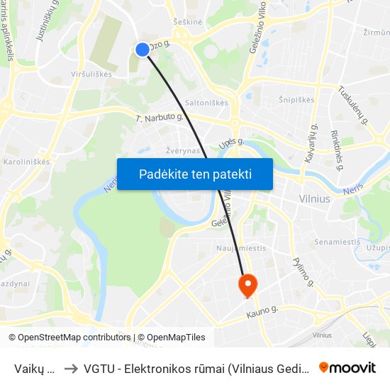 Vaikų Kaimas to VGTU - Elektronikos rūmai (Vilniaus Gedimino technikos universitetas) map