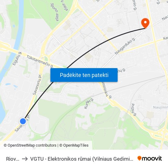 Riovonys to VGTU - Elektronikos rūmai (Vilniaus Gedimino technikos universitetas) map