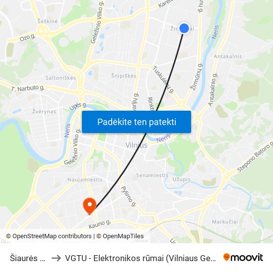 Šiaurės Miestelis to VGTU - Elektronikos rūmai (Vilniaus Gedimino technikos universitetas) map