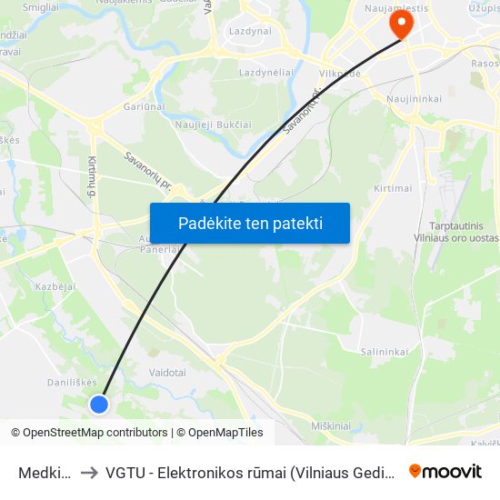 Medkirčių St. to VGTU - Elektronikos rūmai (Vilniaus Gedimino technikos universitetas) map