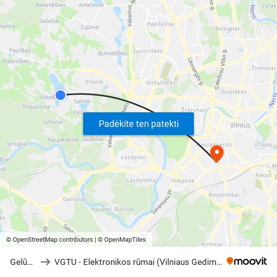 Gelūžės St. to VGTU - Elektronikos rūmai (Vilniaus Gedimino technikos universitetas) map