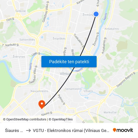 Šiaurės Miestelis to VGTU - Elektronikos rūmai (Vilniaus Gedimino technikos universitetas) map