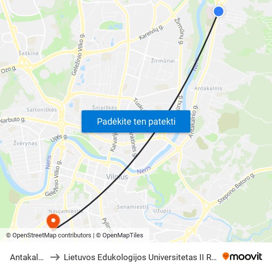 Antakalnis to Lietuvos Edukologijos Universitetas II Rumai map