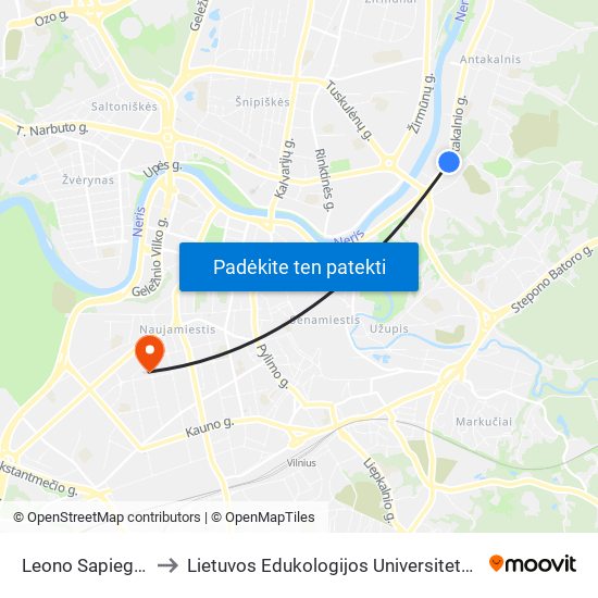 Leono Sapiegos St. to Lietuvos Edukologijos Universitetas II Rumai map