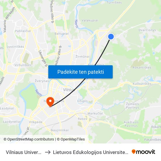 Vilniaus Universitetas to Lietuvos Edukologijos Universitetas II Rumai map