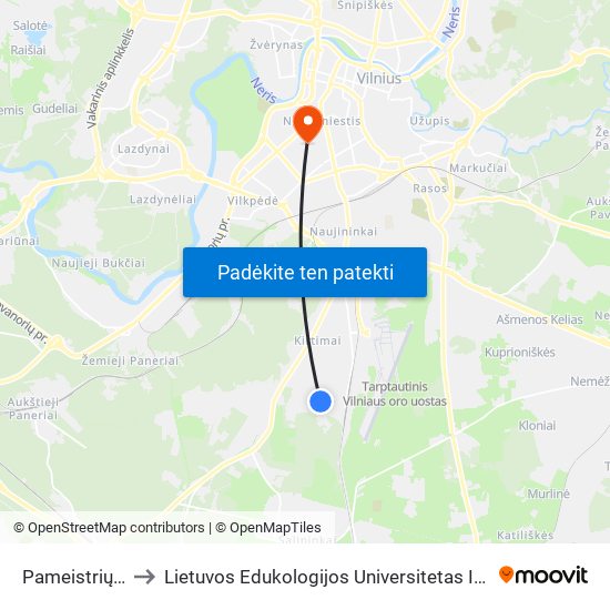 Pameistrių St. to Lietuvos Edukologijos Universitetas II Rumai map