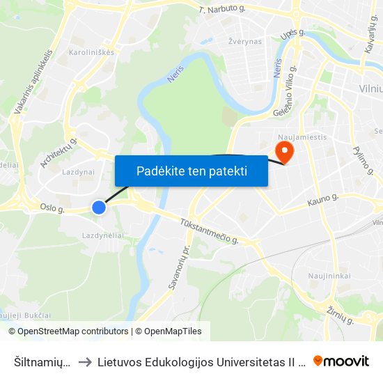 Šiltnamių St. to Lietuvos Edukologijos Universitetas II Rumai map