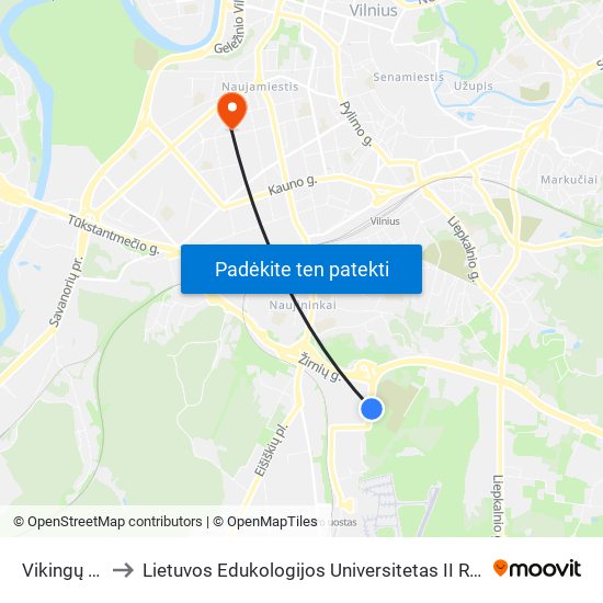 Vikingų St. to Lietuvos Edukologijos Universitetas II Rumai map