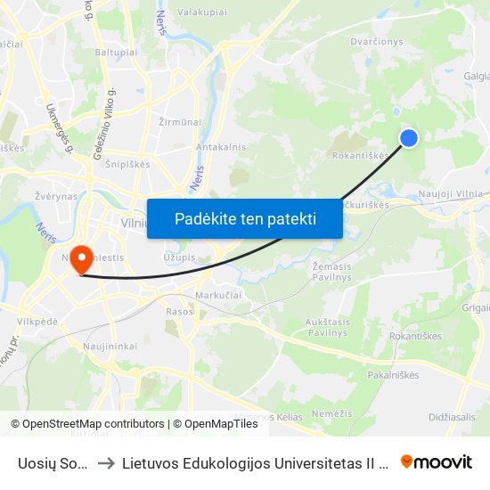 Uosių Sodai to Lietuvos Edukologijos Universitetas II Rumai map