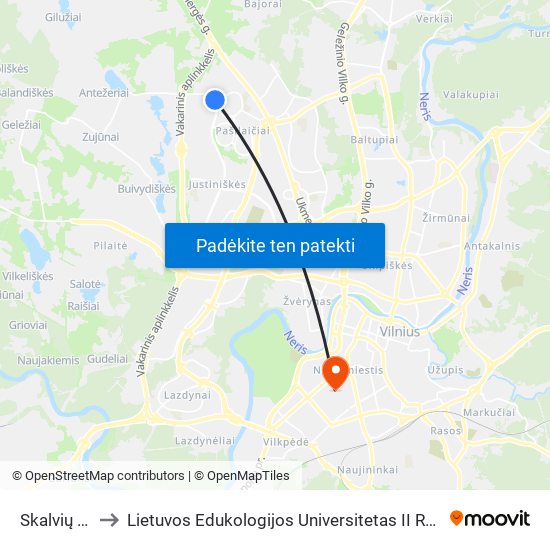 Skalvių St. to Lietuvos Edukologijos Universitetas II Rumai map