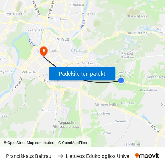 Pranciškaus Baltraus Šivickio St. to Lietuvos Edukologijos Universitetas II Rumai map