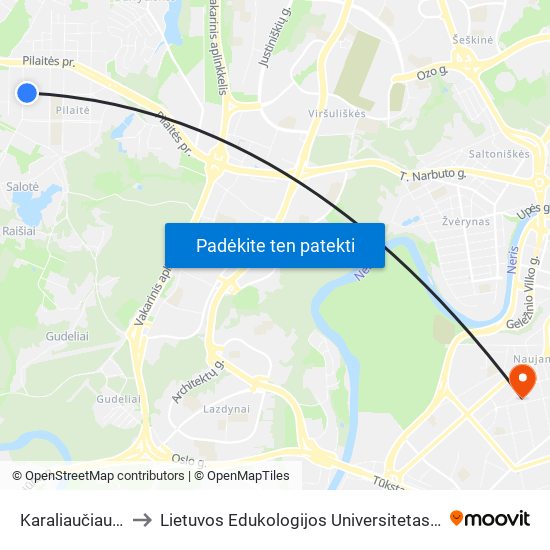 Karaliaučiaus St. to Lietuvos Edukologijos Universitetas II Rumai map