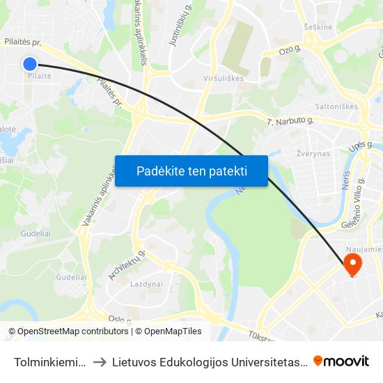 Tolminkiemio St. to Lietuvos Edukologijos Universitetas II Rumai map