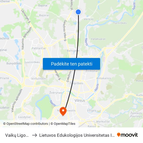 Vaikų Ligoninė to Lietuvos Edukologijos Universitetas II Rumai map