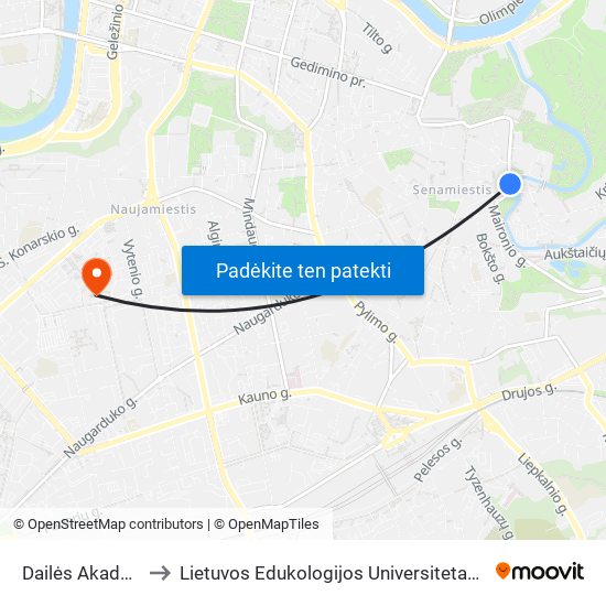 Dailės Akademija to Lietuvos Edukologijos Universitetas II Rumai map