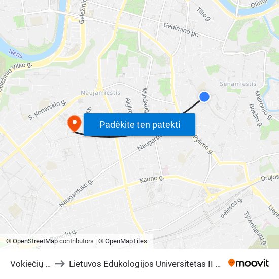 Vokiečių St. to Lietuvos Edukologijos Universitetas II Rumai map