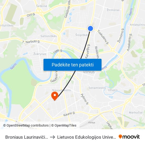 Broniaus Laurinavičiaus Skveras to Lietuvos Edukologijos Universitetas II Rumai map