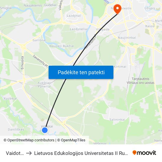 Vaidotai to Lietuvos Edukologijos Universitetas II Rumai map