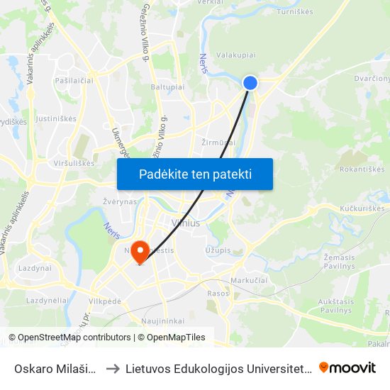 Oskaro Milašiaus St. to Lietuvos Edukologijos Universitetas II Rumai map