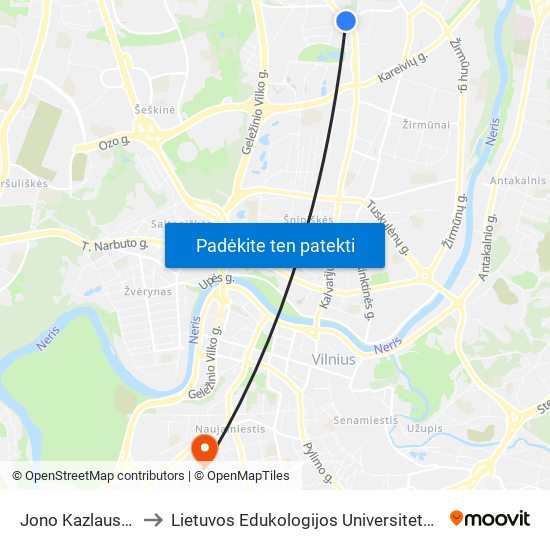 Jono Kazlausko St. to Lietuvos Edukologijos Universitetas II Rumai map