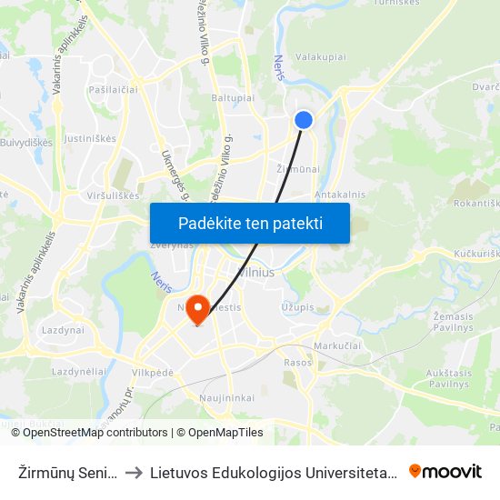 Žirmūnų Seniūnija to Lietuvos Edukologijos Universitetas II Rumai map