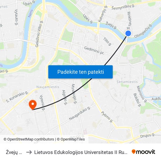 Žvejų St. to Lietuvos Edukologijos Universitetas II Rumai map