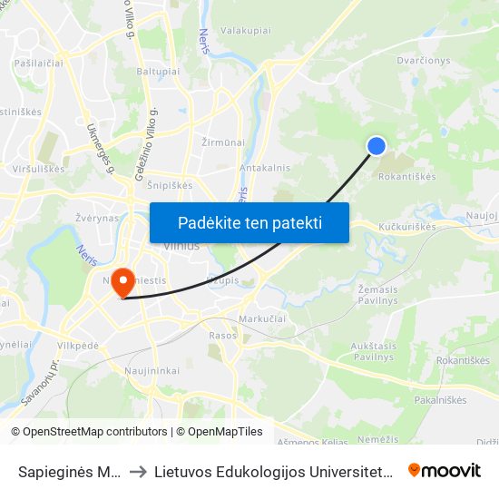 Sapieginės Miškas to Lietuvos Edukologijos Universitetas II Rumai map