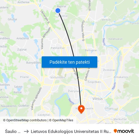 Šaulio St. to Lietuvos Edukologijos Universitetas II Rumai map