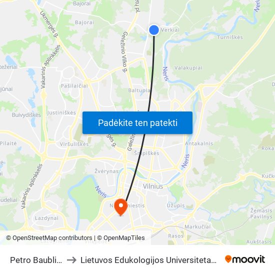 Petro Baublio St. to Lietuvos Edukologijos Universitetas II Rumai map