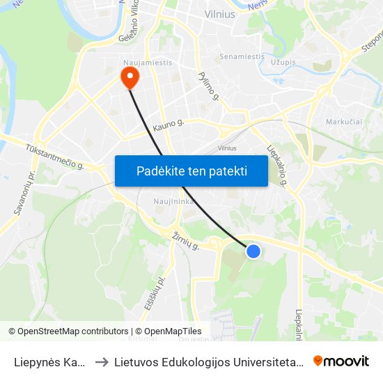 Liepynės Kapinės to Lietuvos Edukologijos Universitetas II Rumai map