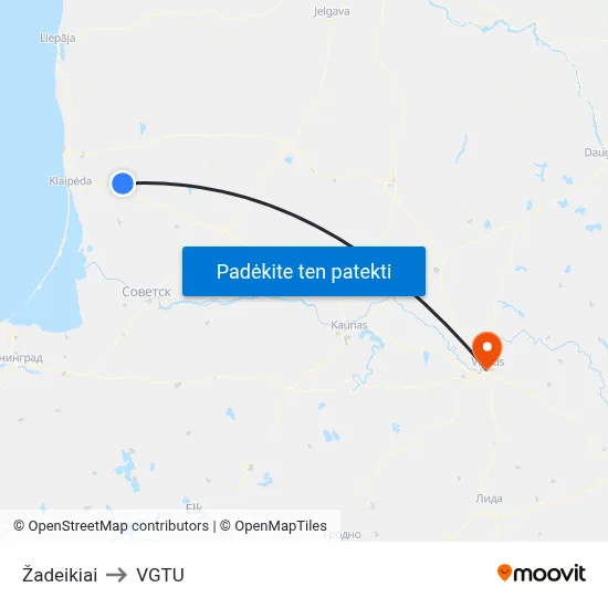 Žadeikiai to VGTU map