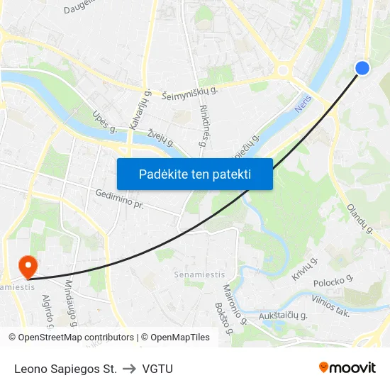 Leono Sapiegos St. to VGTU map