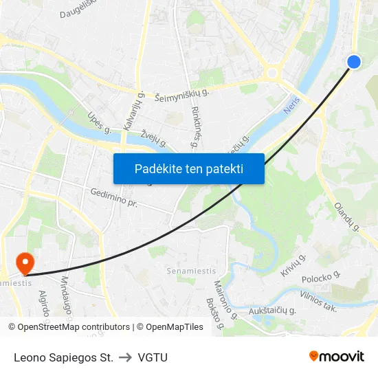 Leono Sapiegos St. to VGTU map