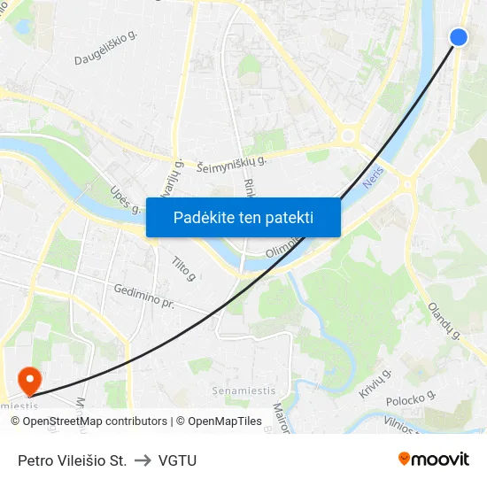 Petro Vileišio St. to VGTU map